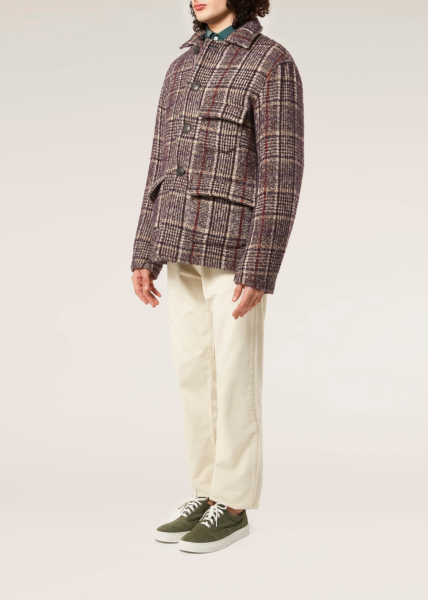 Shop Doppiaa Aaderbale Wool Checked Jacket