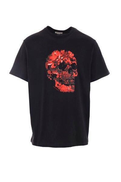 Shop Alexander Mcqueen Skull Printed Crewneck T-shirt In Black