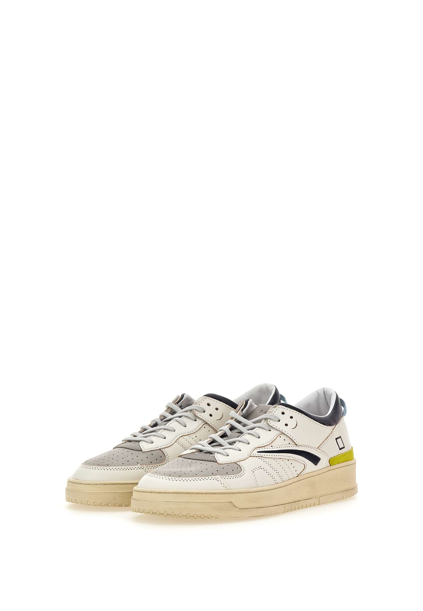Shop Date Torneo Colored Leather Sneakers In White