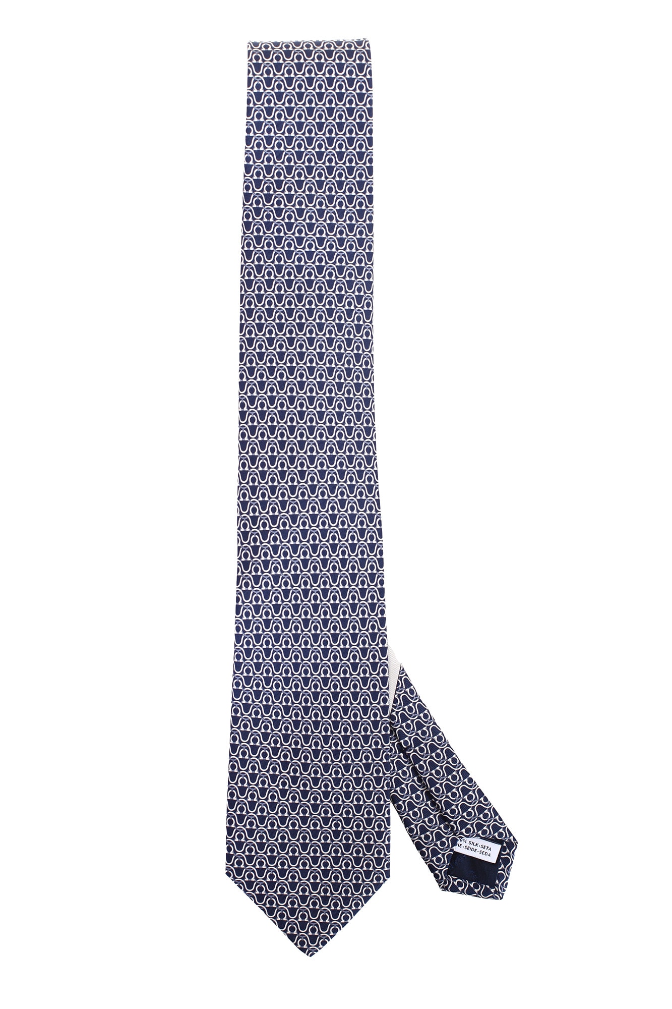 Ferragamo Salvatore Gancini Print Silk Tie In Clear Blue