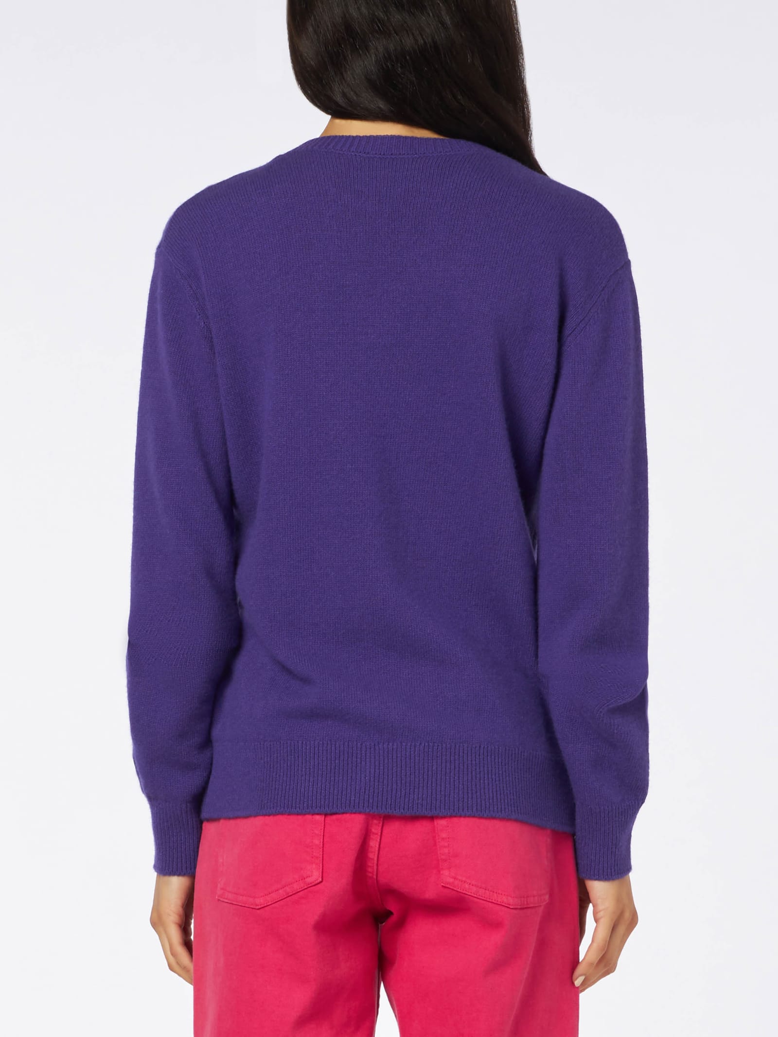 Shop Mc2 Saint Barth Woman Crewneck Purple Sweater With E Se Ti Innamori? Embroidery Niki Dj Special Edition In Pink