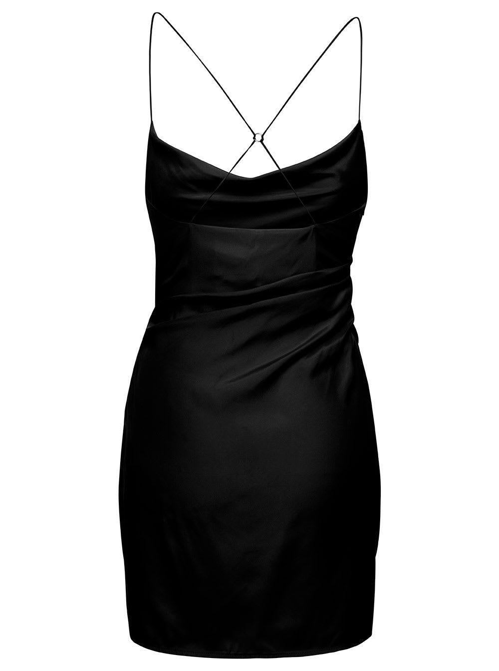 Shop Gauge81 Shiroi Mini Black Dress With Draped Neckline In Silk Woman