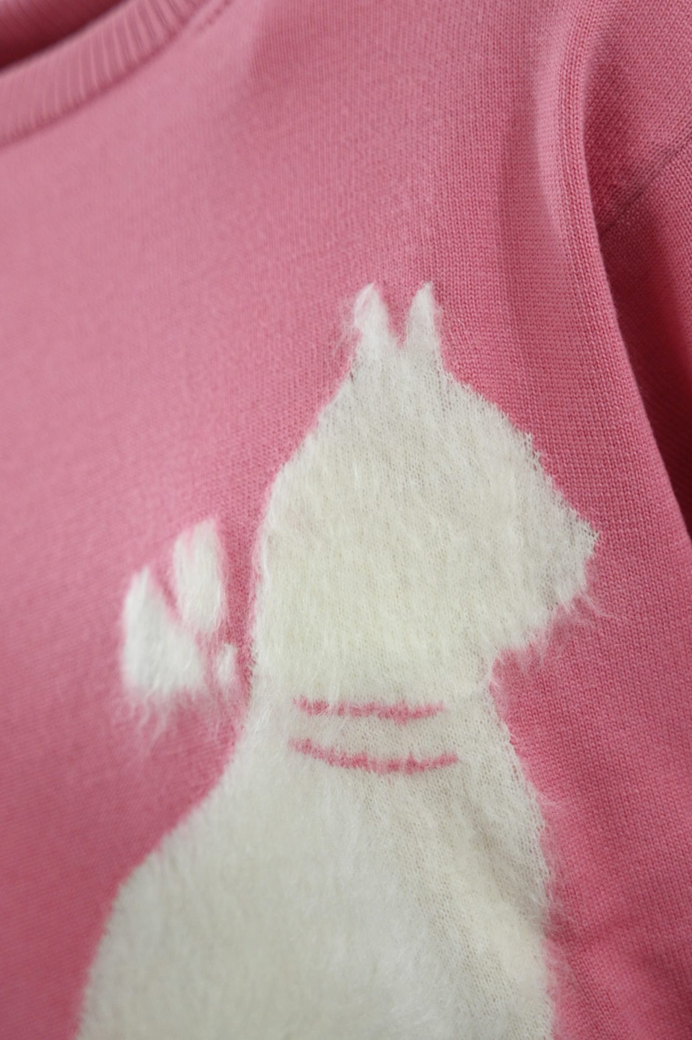 Shop Max Mara Hot Mohair Sweater With Cat Design In Peonia Unito