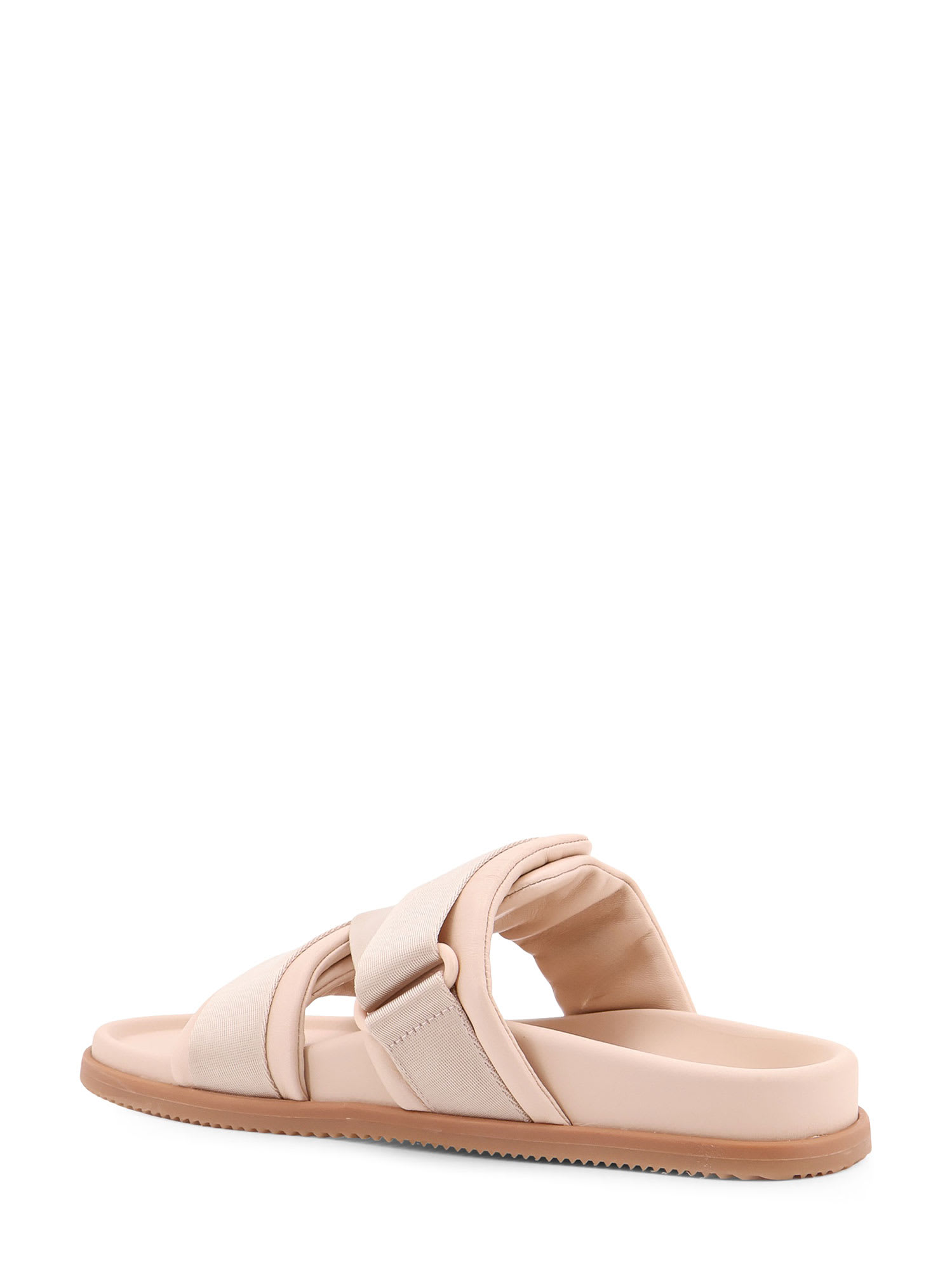 MONCLER MON SUMMER LEATHER SANDALS WITH NYLON DETAILS