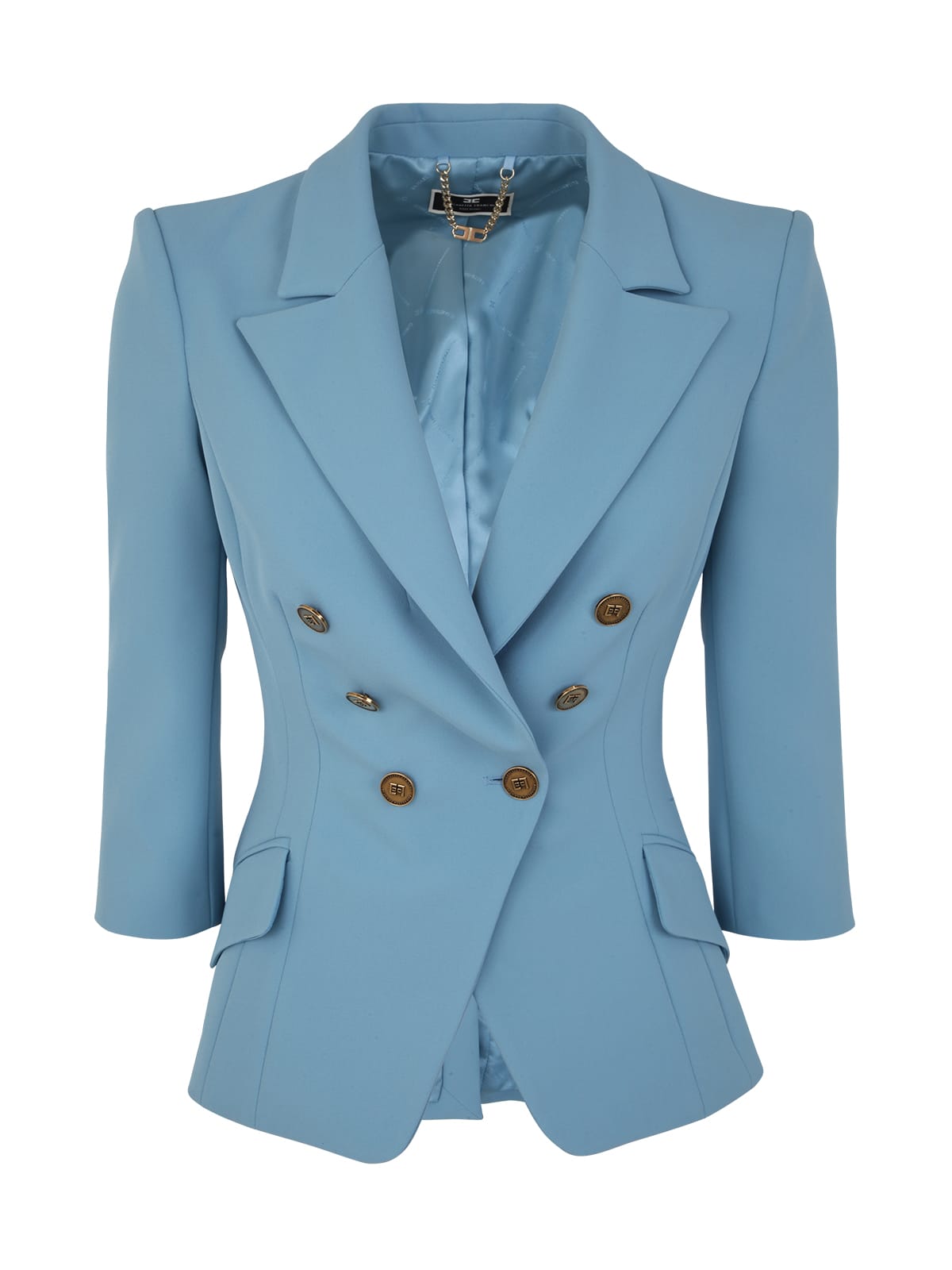 Shop Elisabetta Franchi Double Breasted Jacket In Sugar Paper Blue