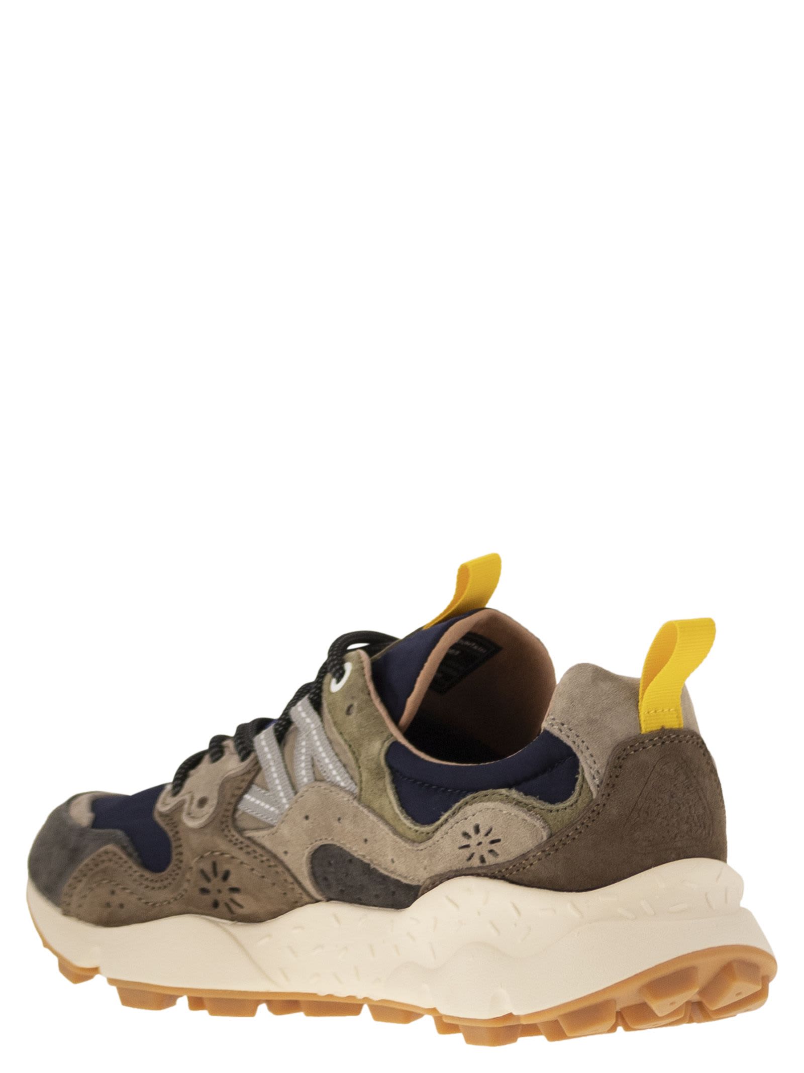 Flower Mountain Yamano 3 - Sneakers In Suede And Technical Fabric In Grey/blue