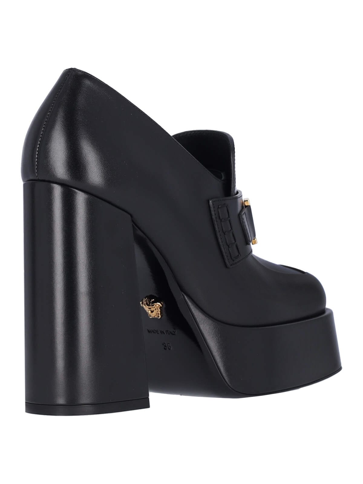 Shop Versace Medusa Platform Loafers In Black