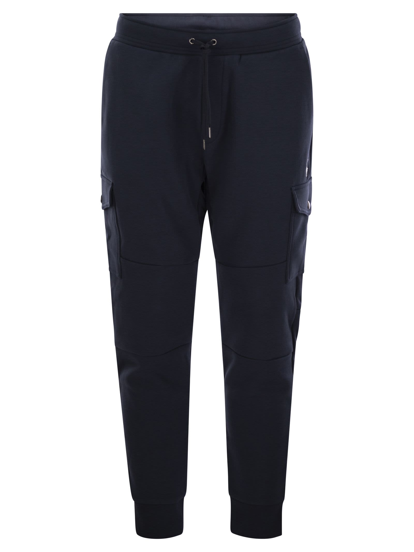 Shop Polo Ralph Lauren Double Knit Cargo Jogging Pants In Navy