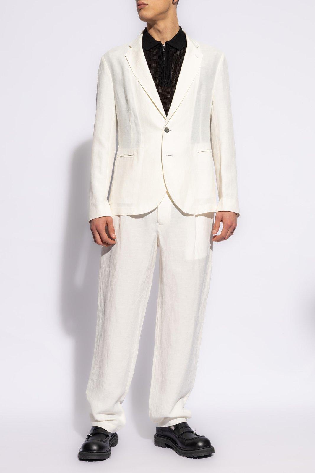 Shop Emporio Armani Single Breasted Suit In Ivory