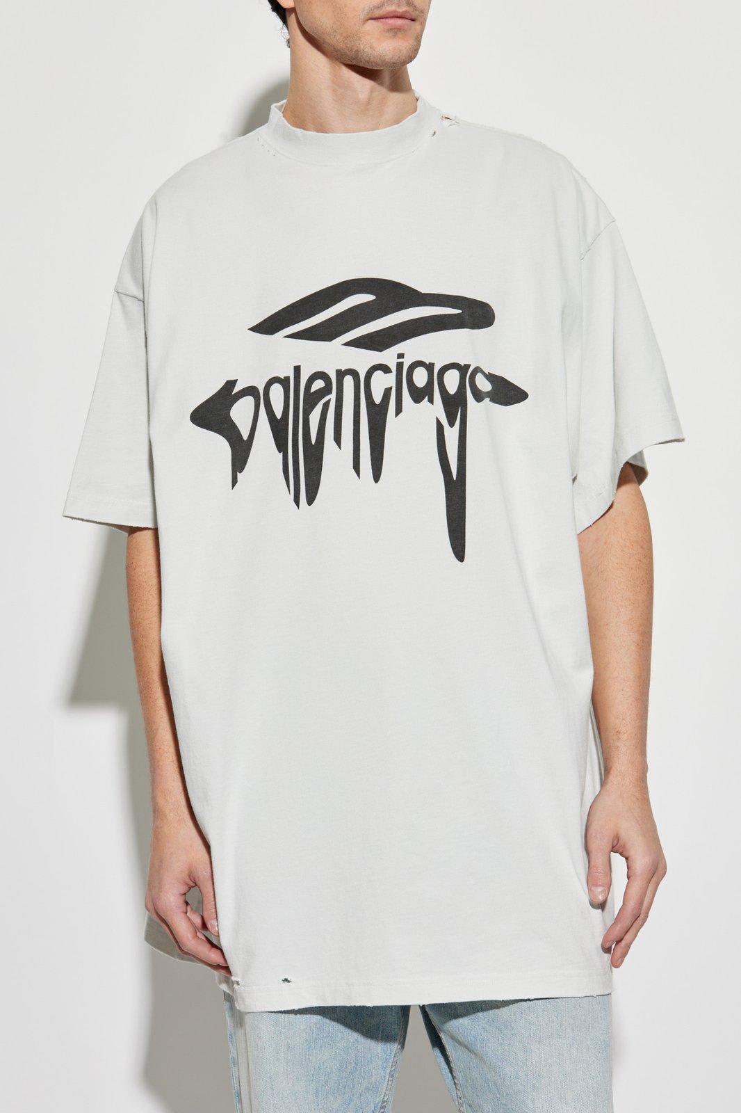 Balenciaga Light Grey Cotton Oversize T-shirt In White