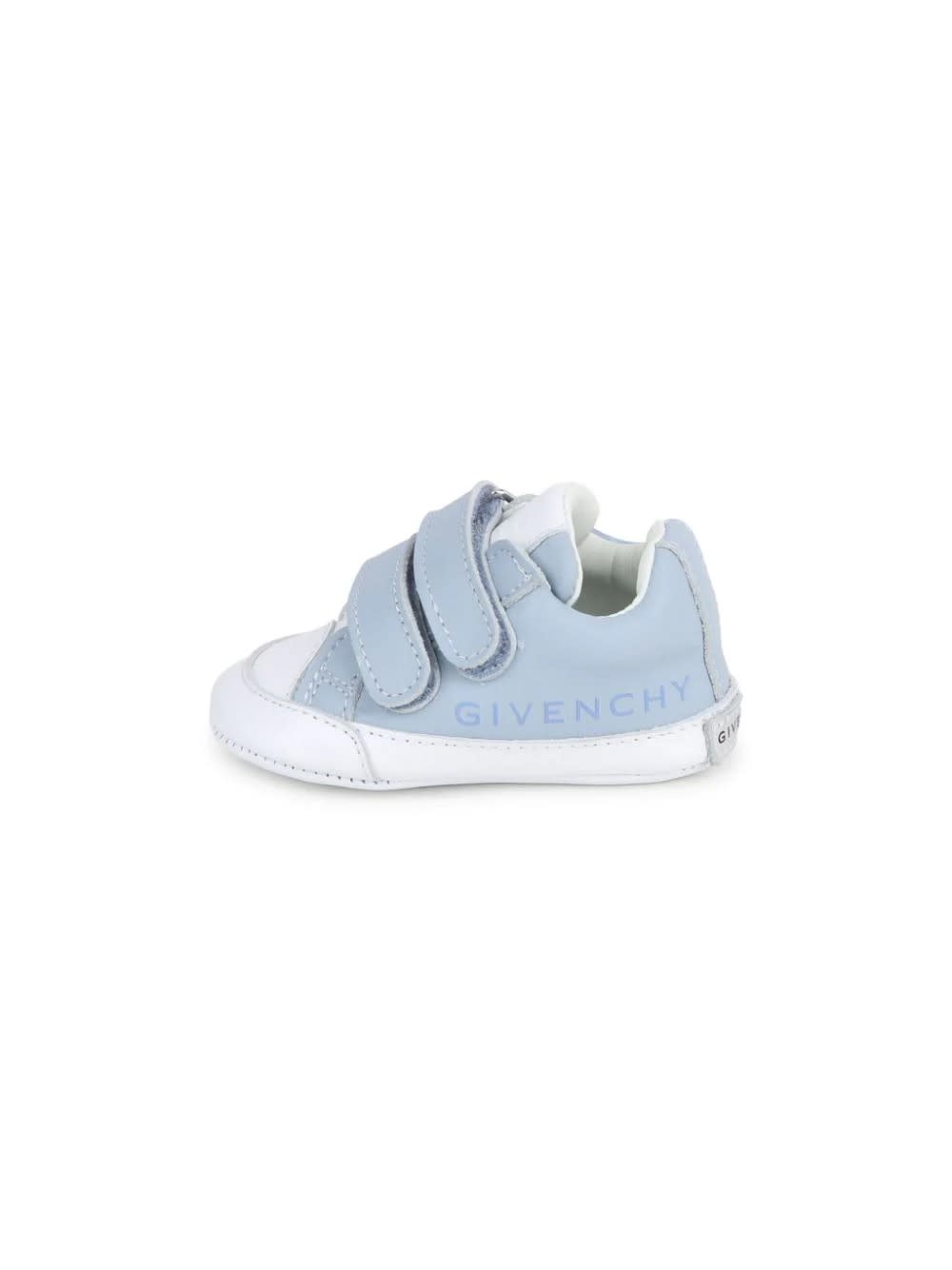 Shop Givenchy Light Blue And White Sneakers With Logo