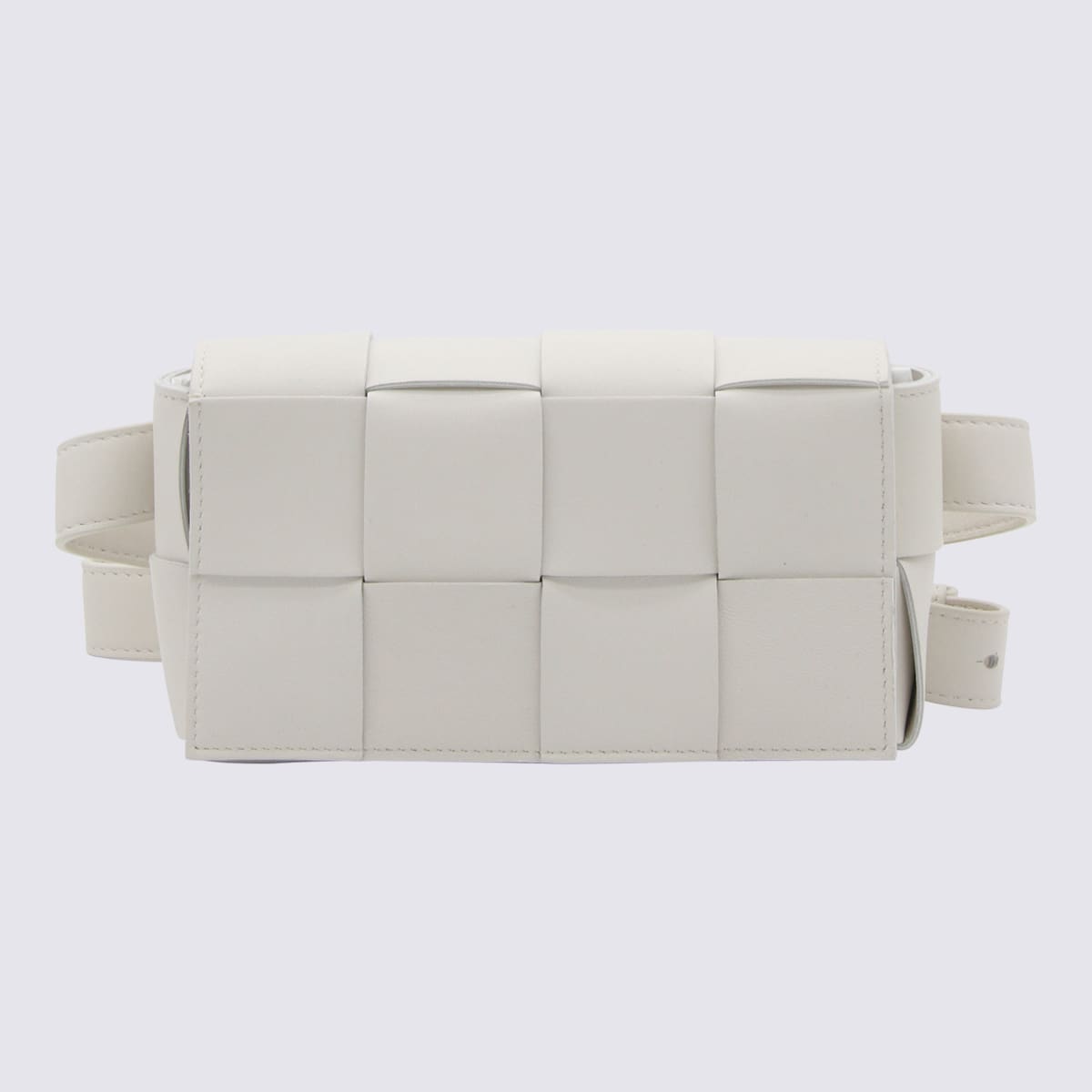 White Leather Cassette Mini Belt Bag