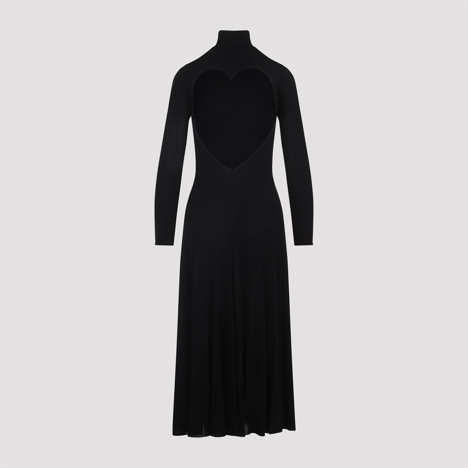 Alaïa Heart Cutout Turtleneck Long-sleeve Maxi Dress In Black