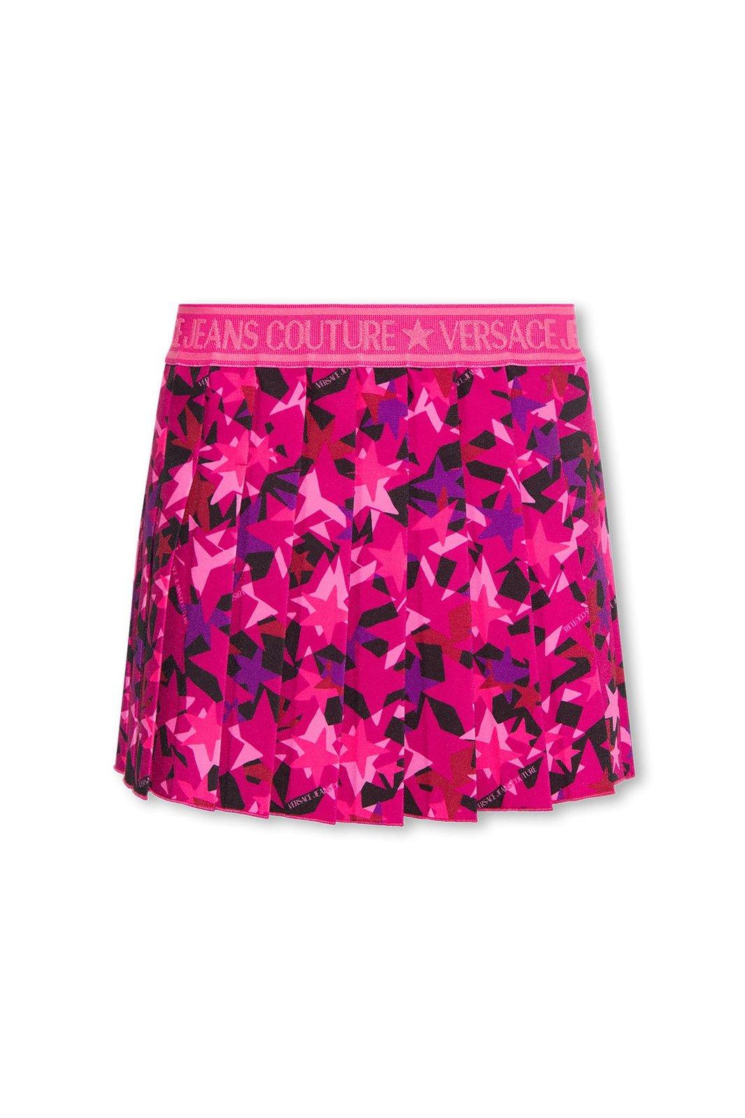 VERSACE JEANS COUTURE ABSTRACT-PRINTED PLEATED MINI SKIRT