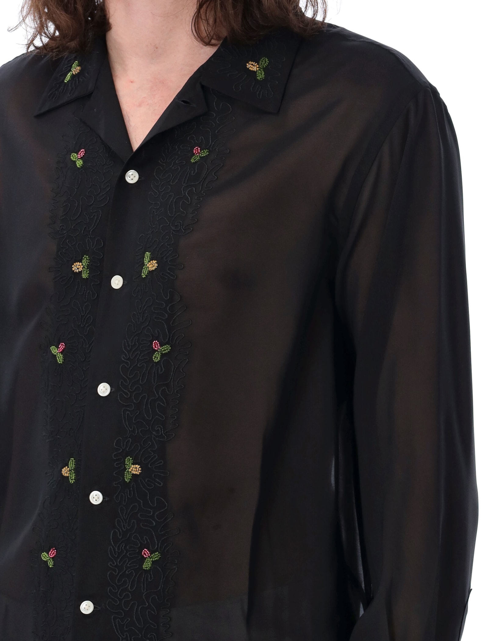 Shop Bode Beaded Framboise Shirt In Black Multi