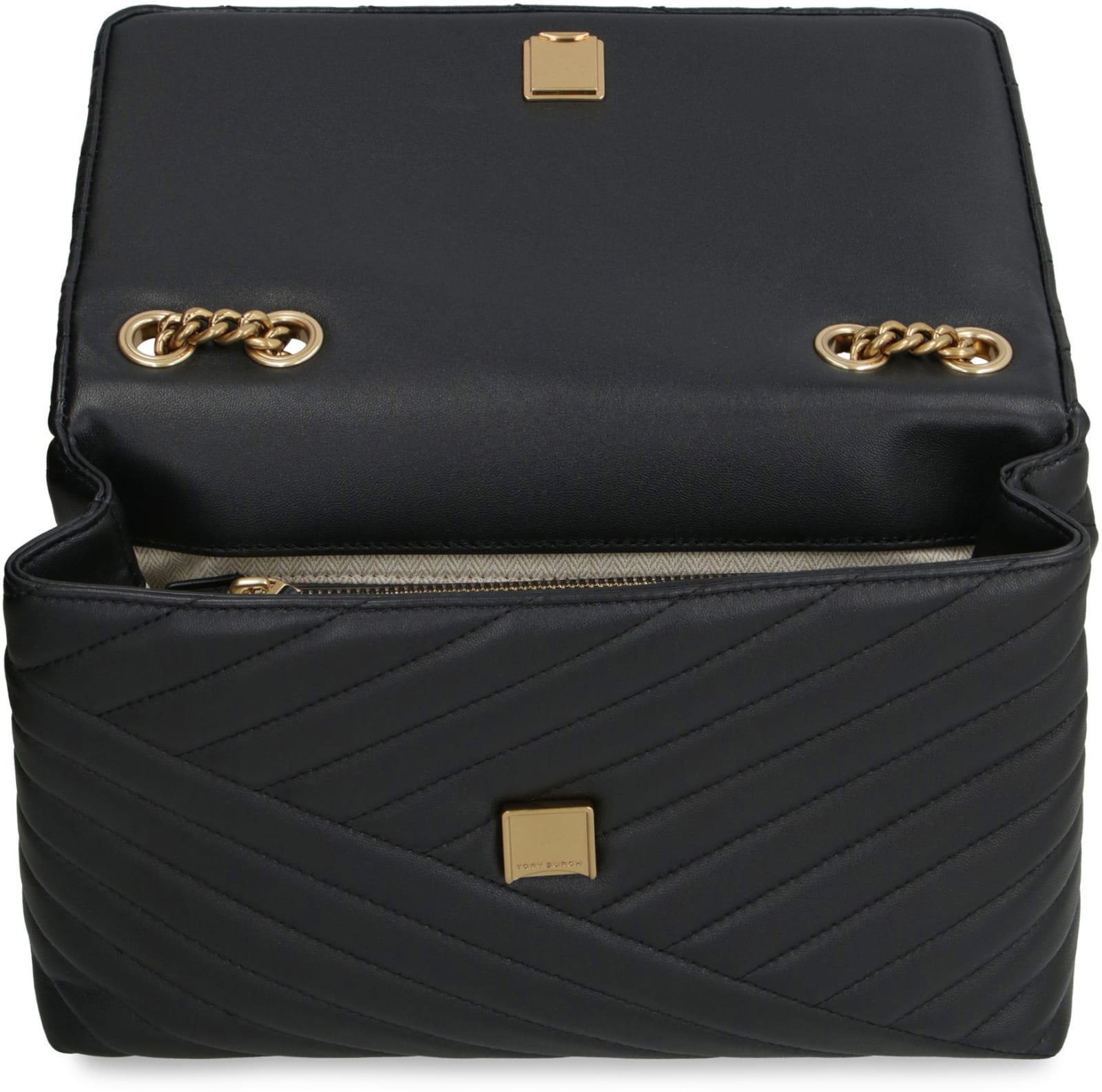 Shop Tory Burch Kira Leather Shoulder Bag In Black