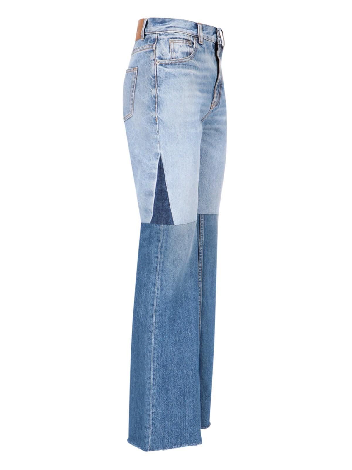 Shop Chloé Patchwork Bootcut Jeans In Denim