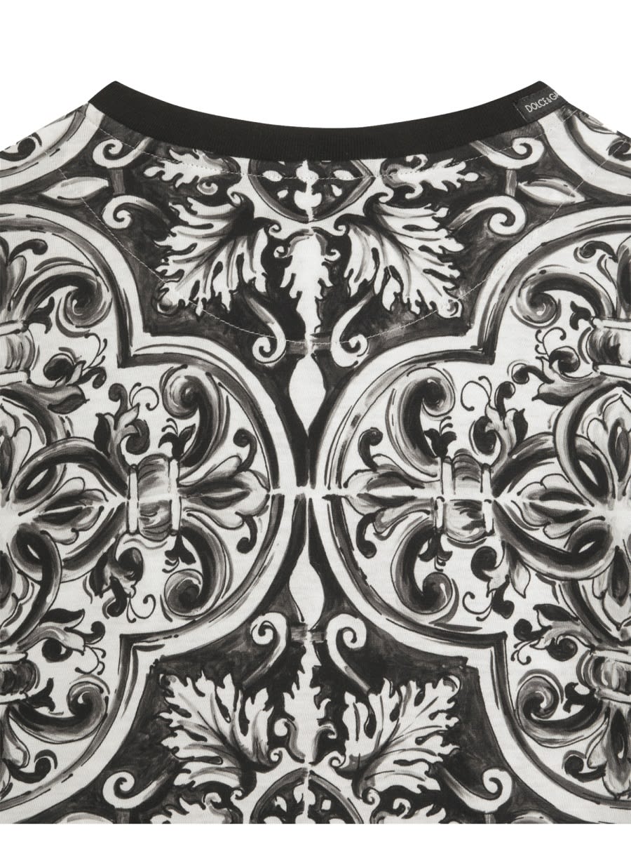 Dolce & Gabbana Majolica-print Short-sleeved T-shirt In White