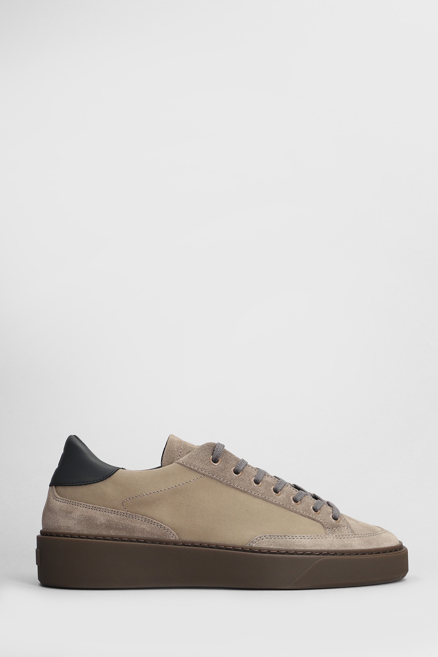 D. A.T. E. Levante Ground Sneakers In Taupe Suede And Fabric