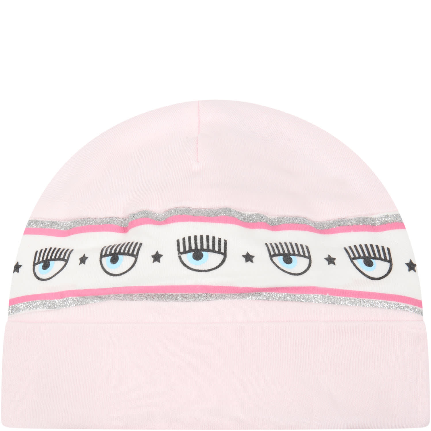 Chiara Ferragni Pink Hat For Baby Girl With Iconic Blinking Eyes