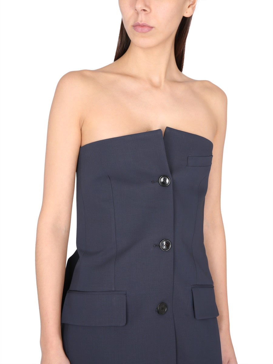 Our Legacy Tailored Strapless Top With Belted Waist In Blue