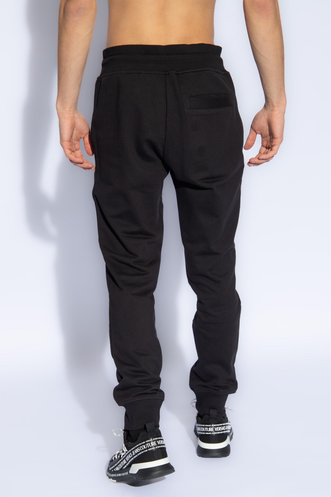 Shop Versace Jeans Couture Sweatpants With Logo Patch In Black
