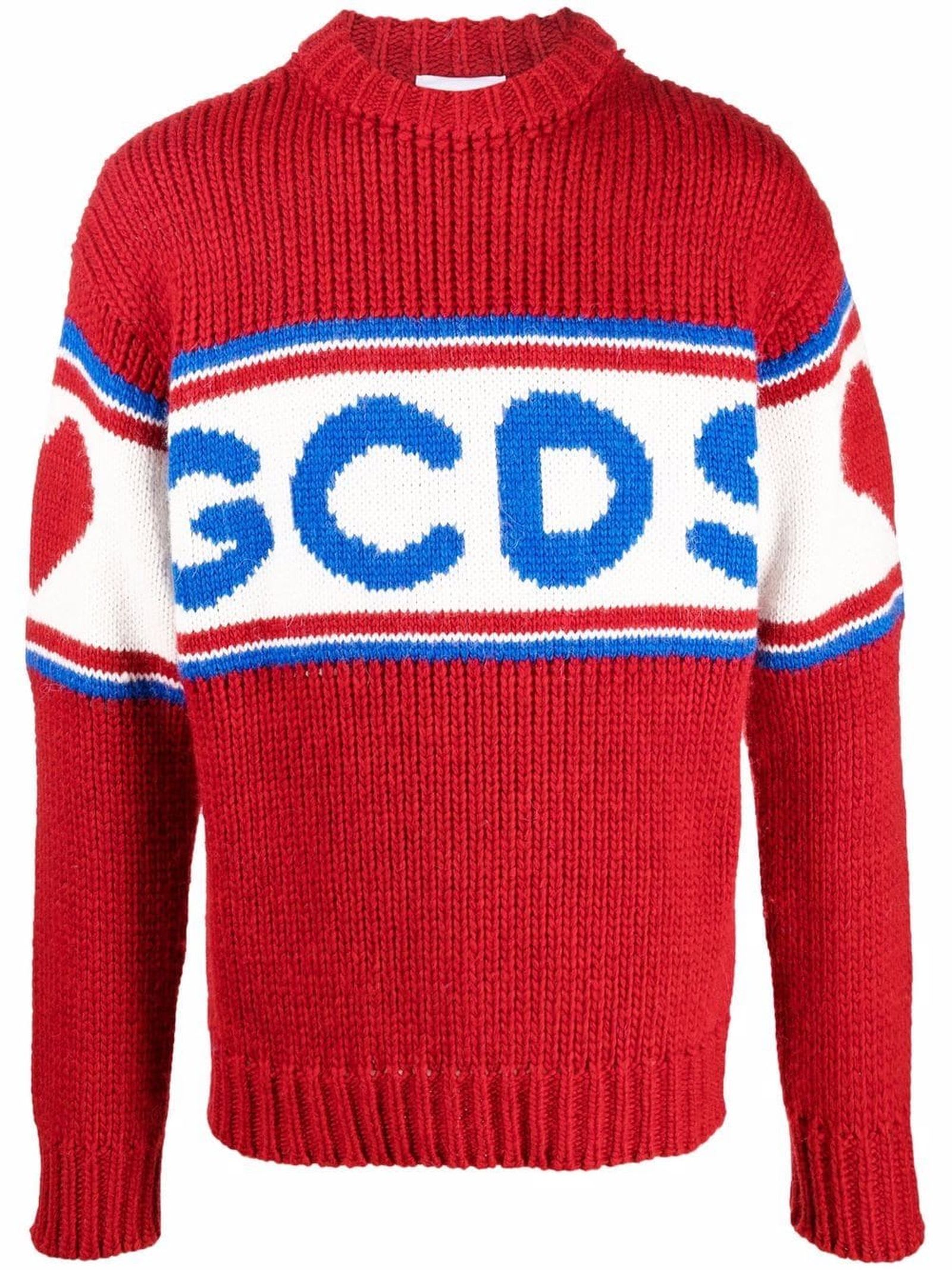 GCDS Red Wool-blend Jumper