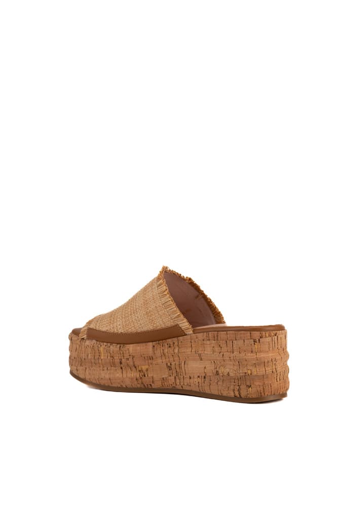 Shop Coccinelle Raffia And Cork Wedges In Natural/cuir