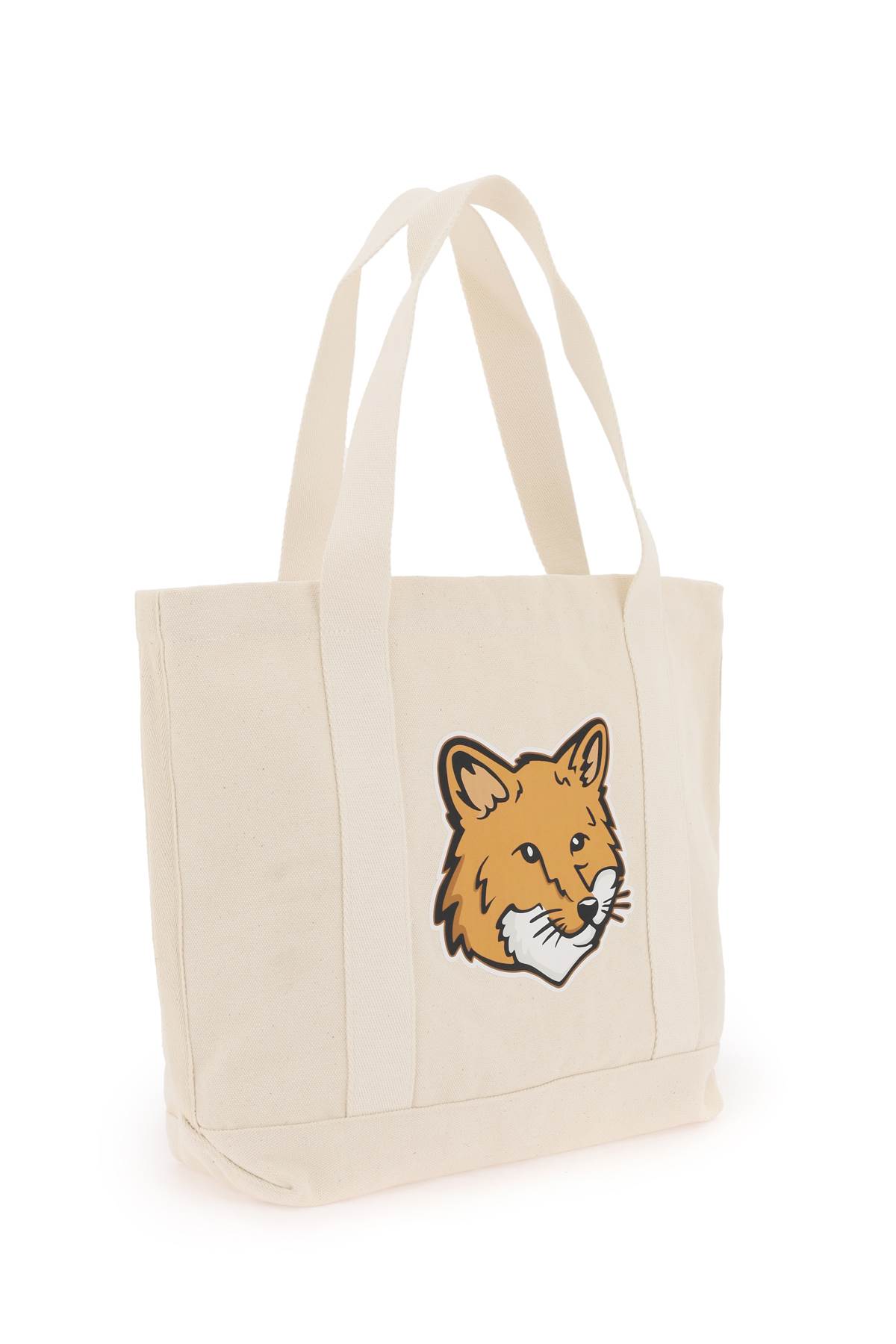 Shop Maison Kitsuné Fox Head Tote Bag In Ecru (white)