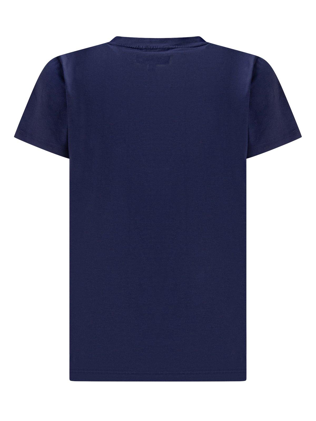 Shop Emporio Armani Logo Printed Crewneck T-shirt In Blu Scuri