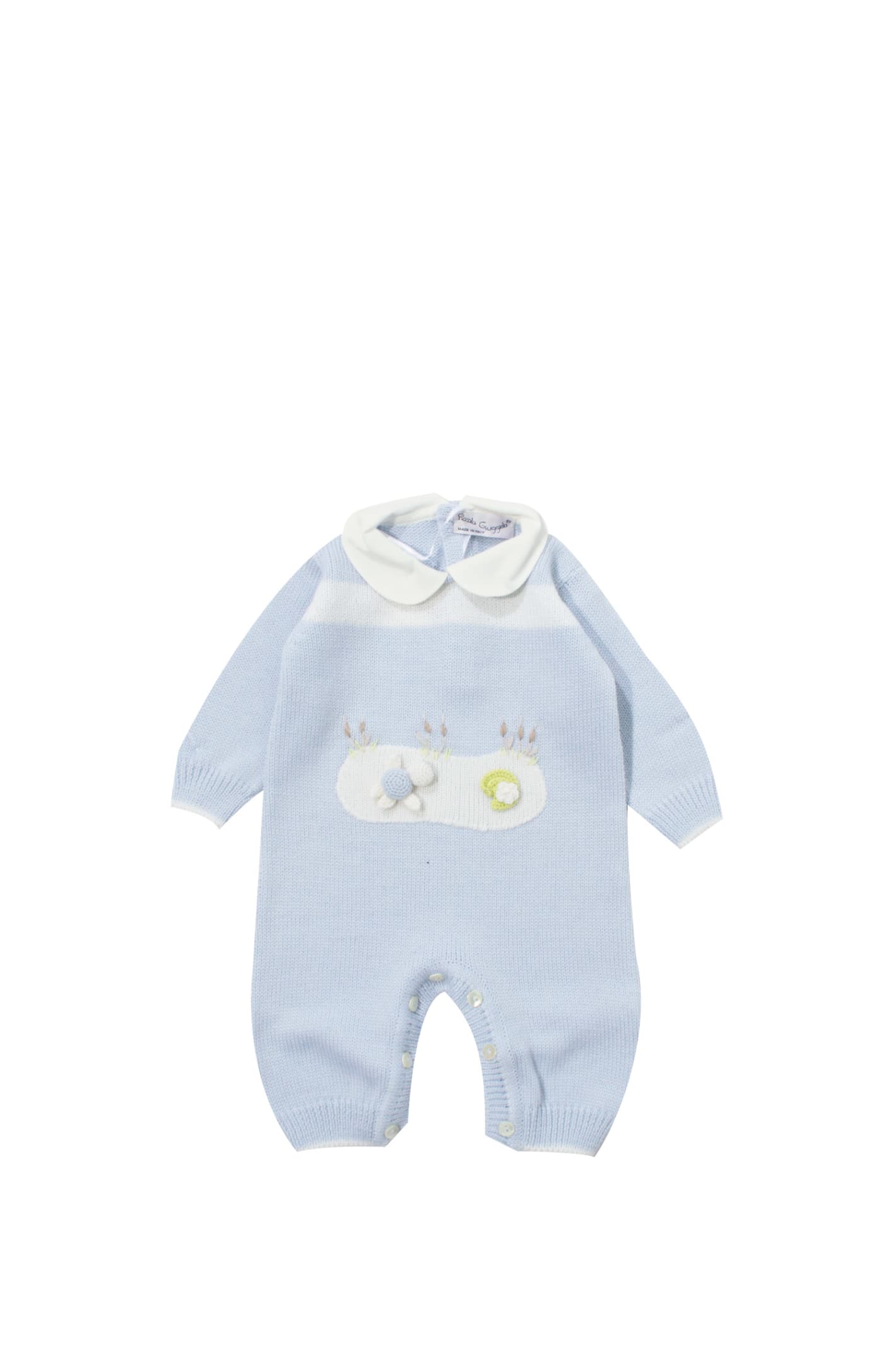 Piccola Giuggiola Babies' Wool Knit Romper In Light Blue