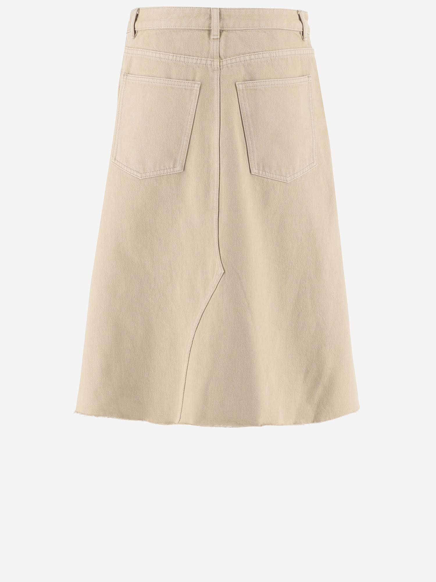 Shop Tory Burch Cotton Denim Skirt In Beige