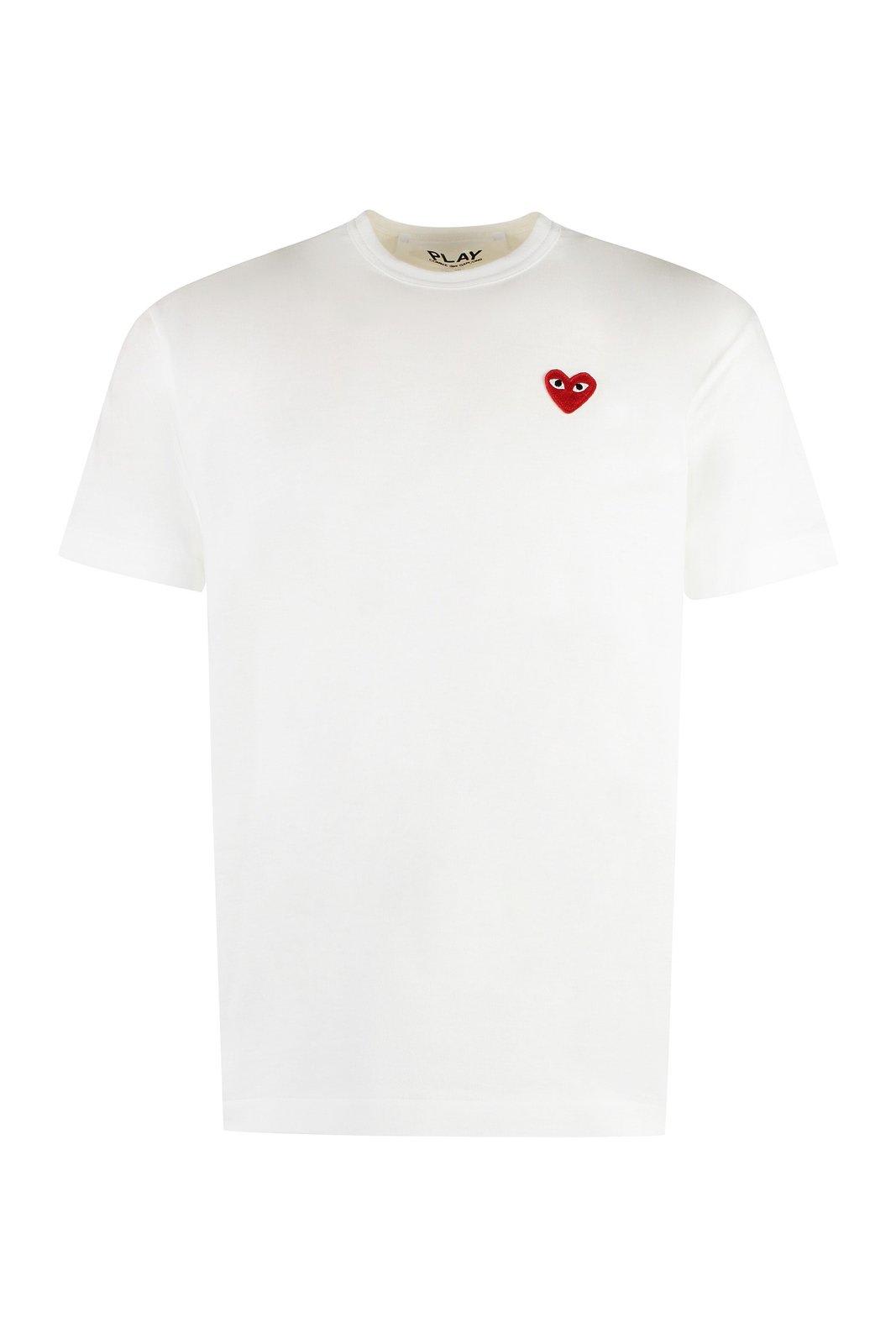 Comme Des Garçons Play Heart Logo Patch Crewneck T-shirt In White