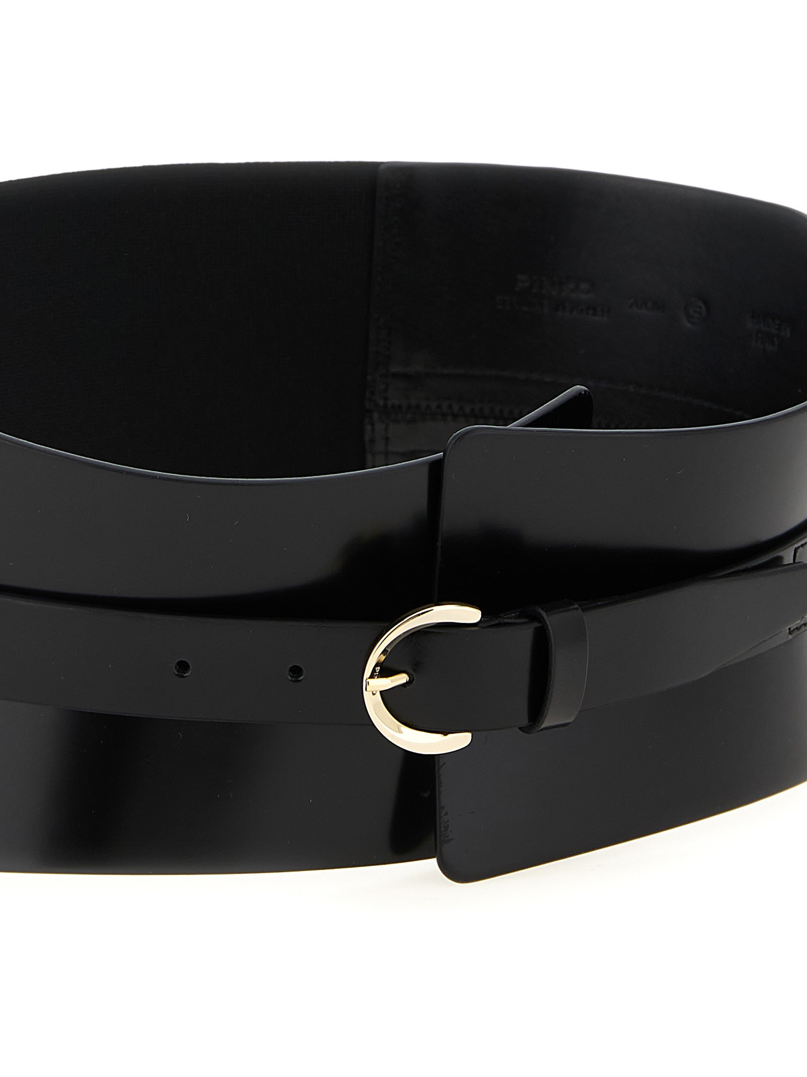 Pinko Wide Glossy Finish Elastic Back Belt In Black