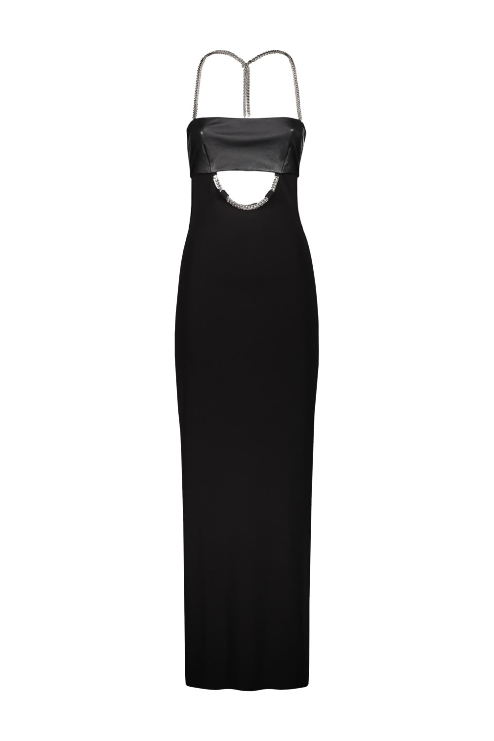 Alyx Chain-strap Stretch-crepe And Leather Maxi Dress In Blk