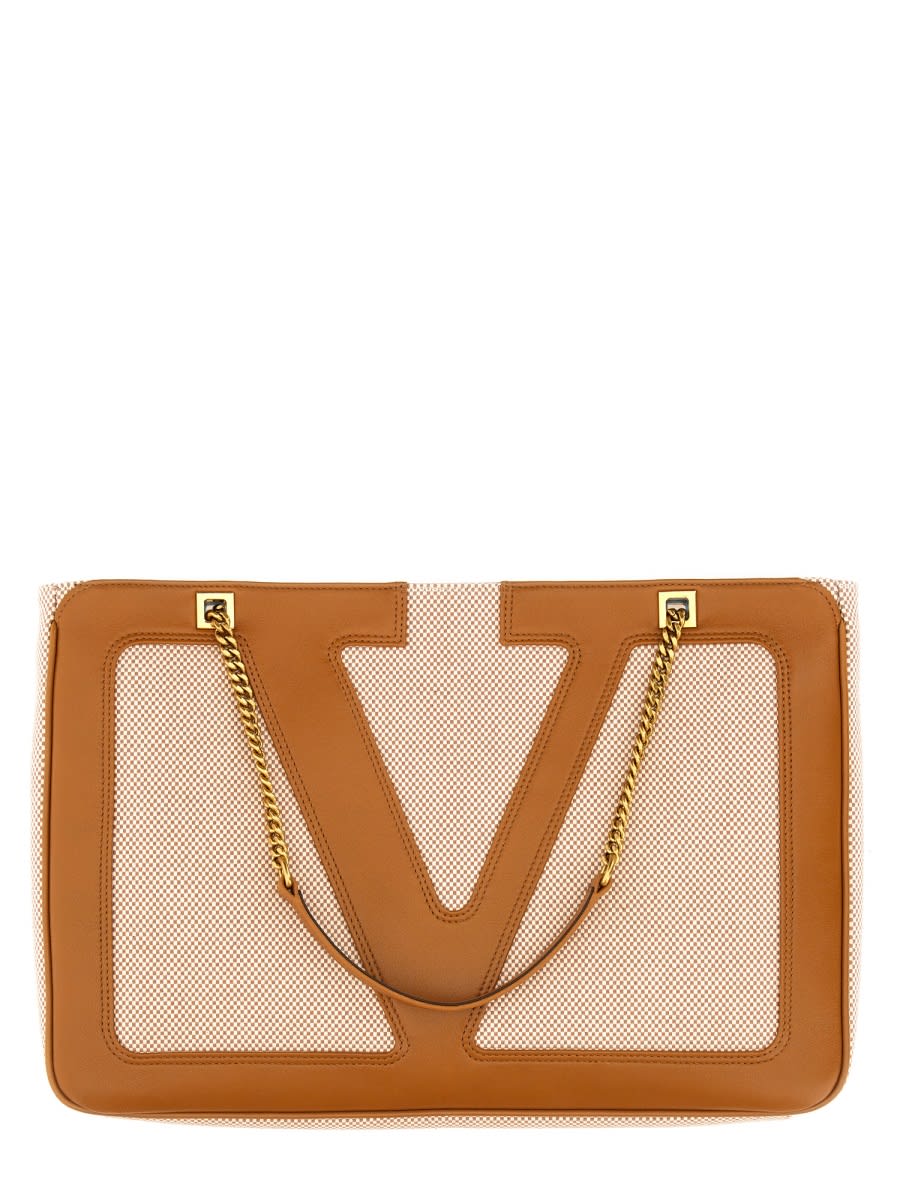 Valentino Garavani Garavani Viva Superstar Medium Canvas Shopping Bag Woman Natural/spice Uni