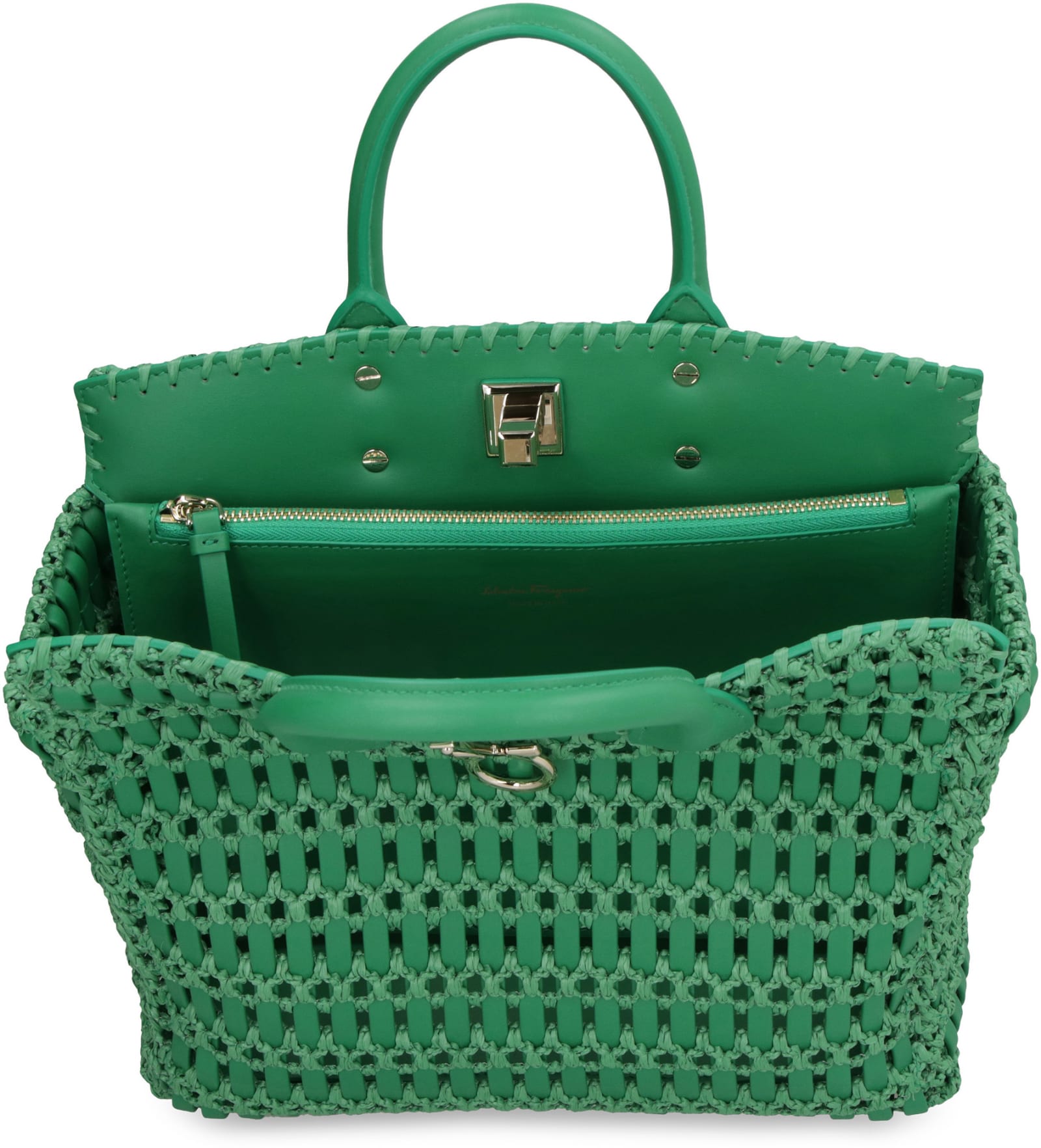 Shop Ferragamo The Studio Box Handbag In Green