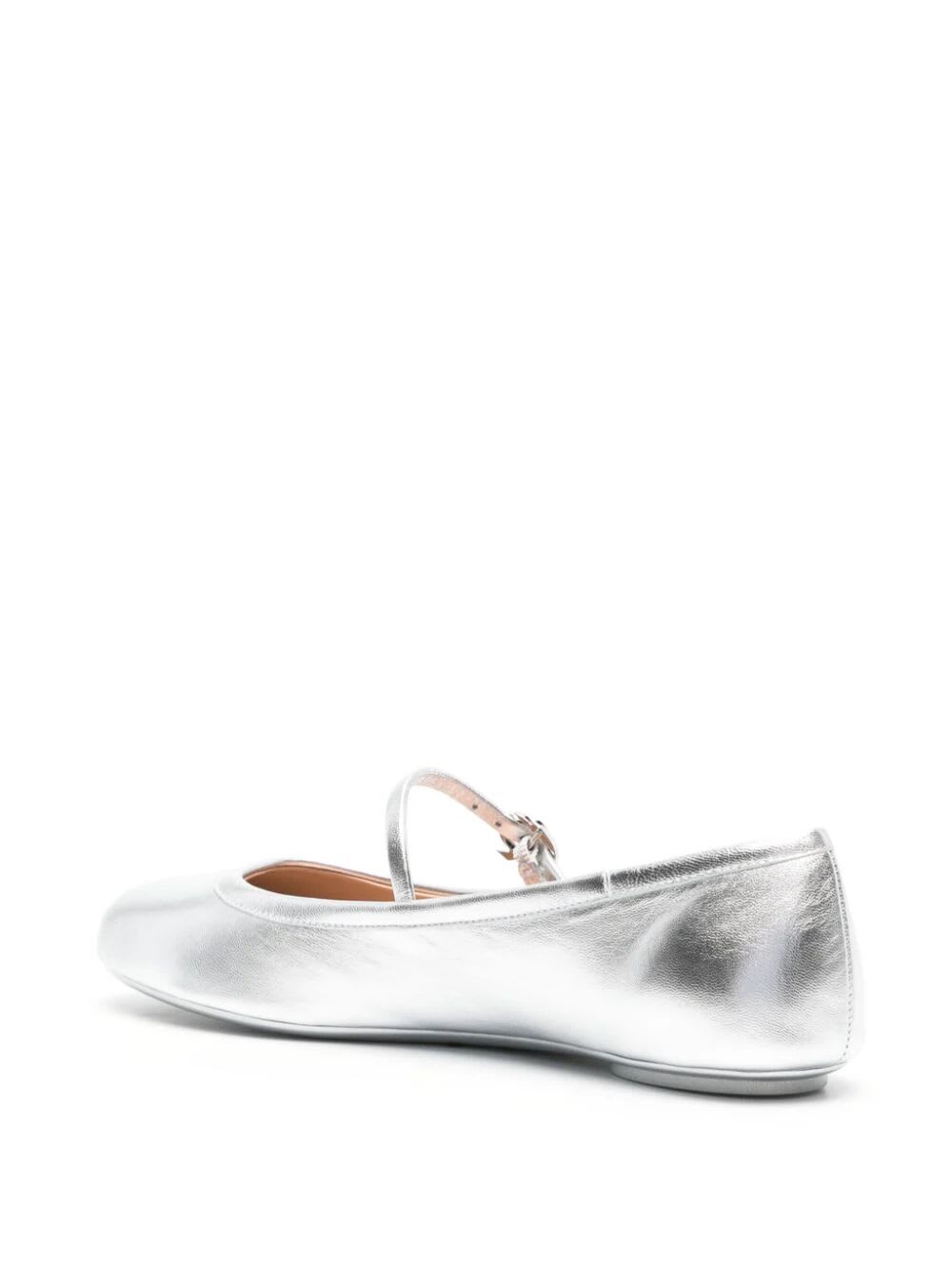 Shop Gianvito Rossi Nappa Silk Ballerinas In Silver