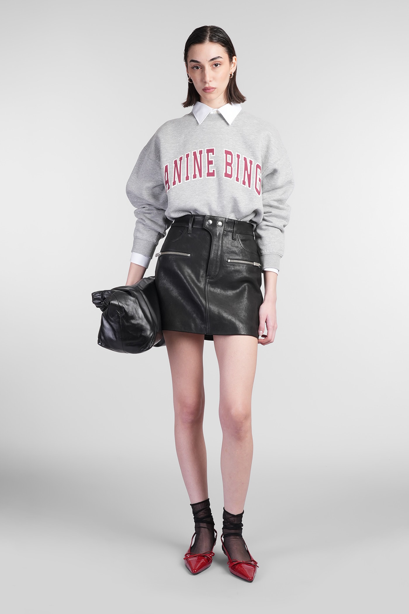 Shop Anine Bing Steel Skirt In Black Leather