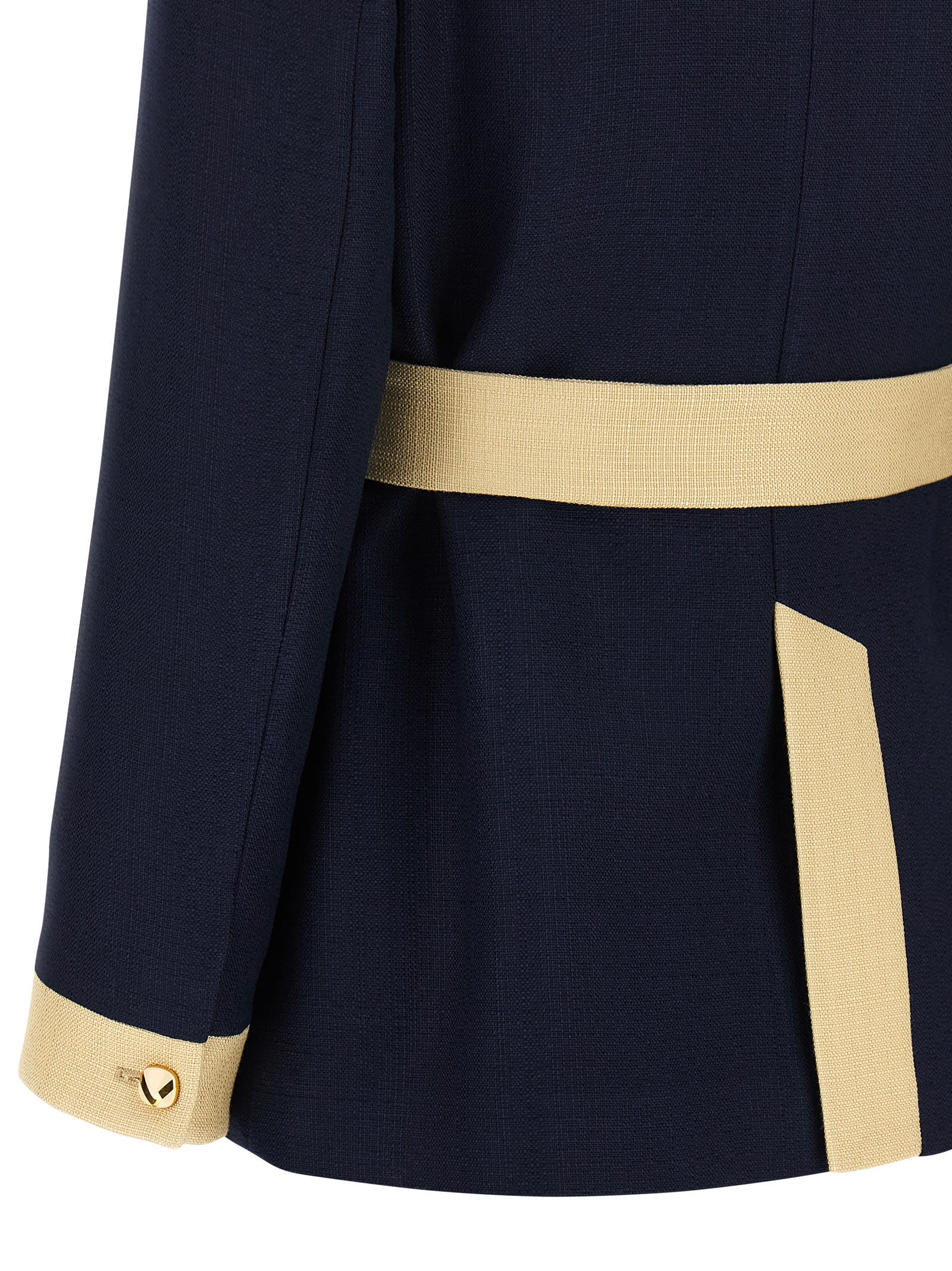 Valentino Collared Single-breasted Coat Jacket With Belted Waist In Blue