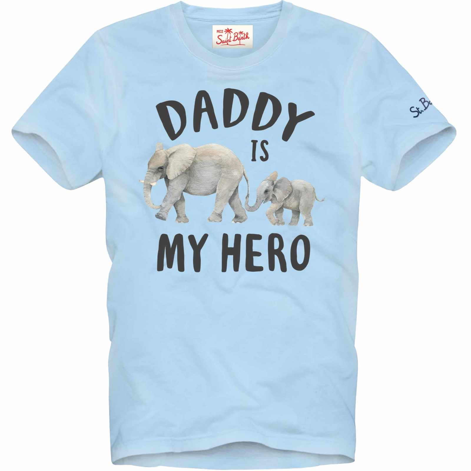 Mc2 Saint Barth Kids' Boy Cotton T-shirt With Elephant Print In Blue
