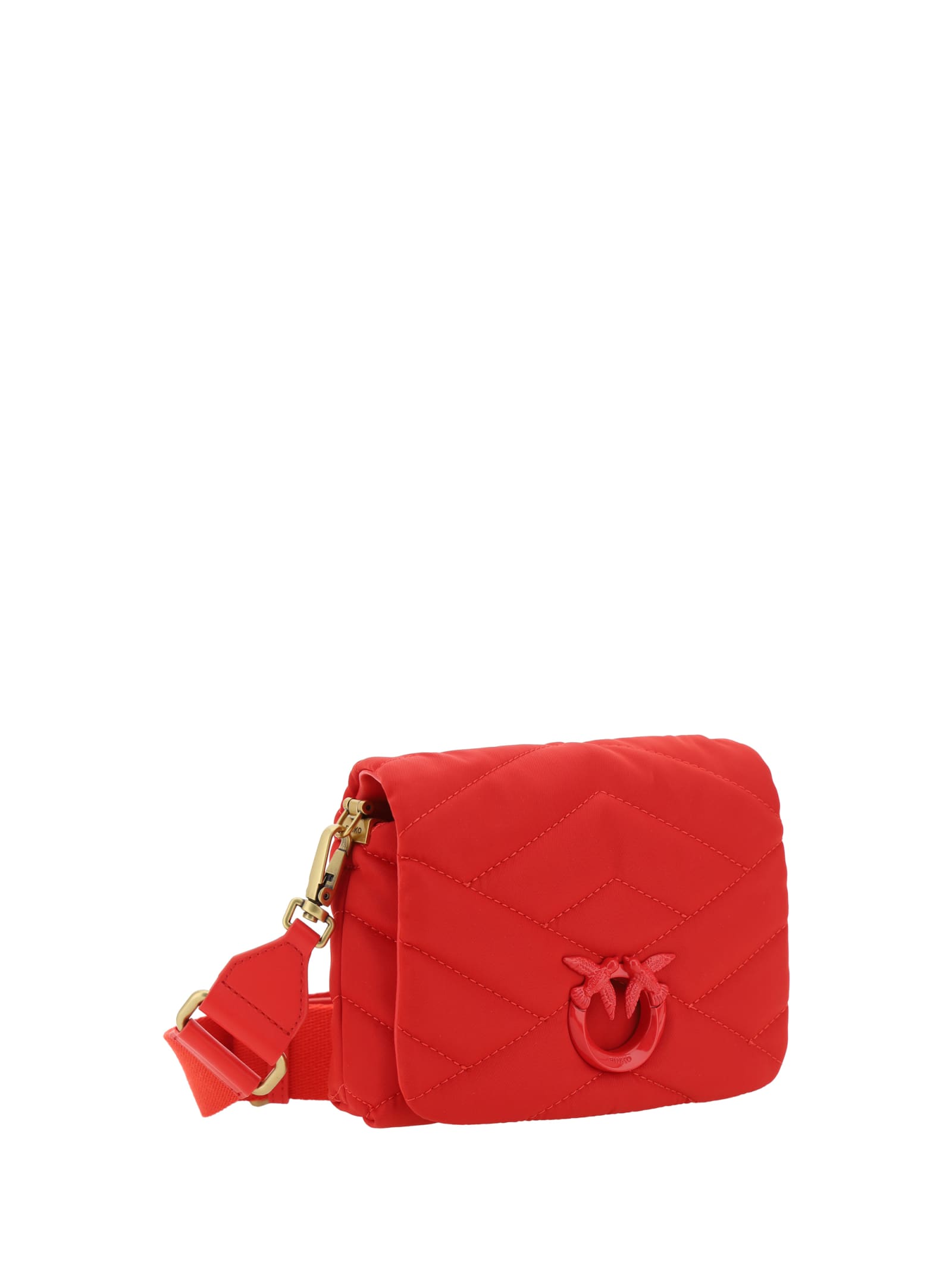 Shop Pinko Love Click Puff Shoulder Bag In Rosso-block Color