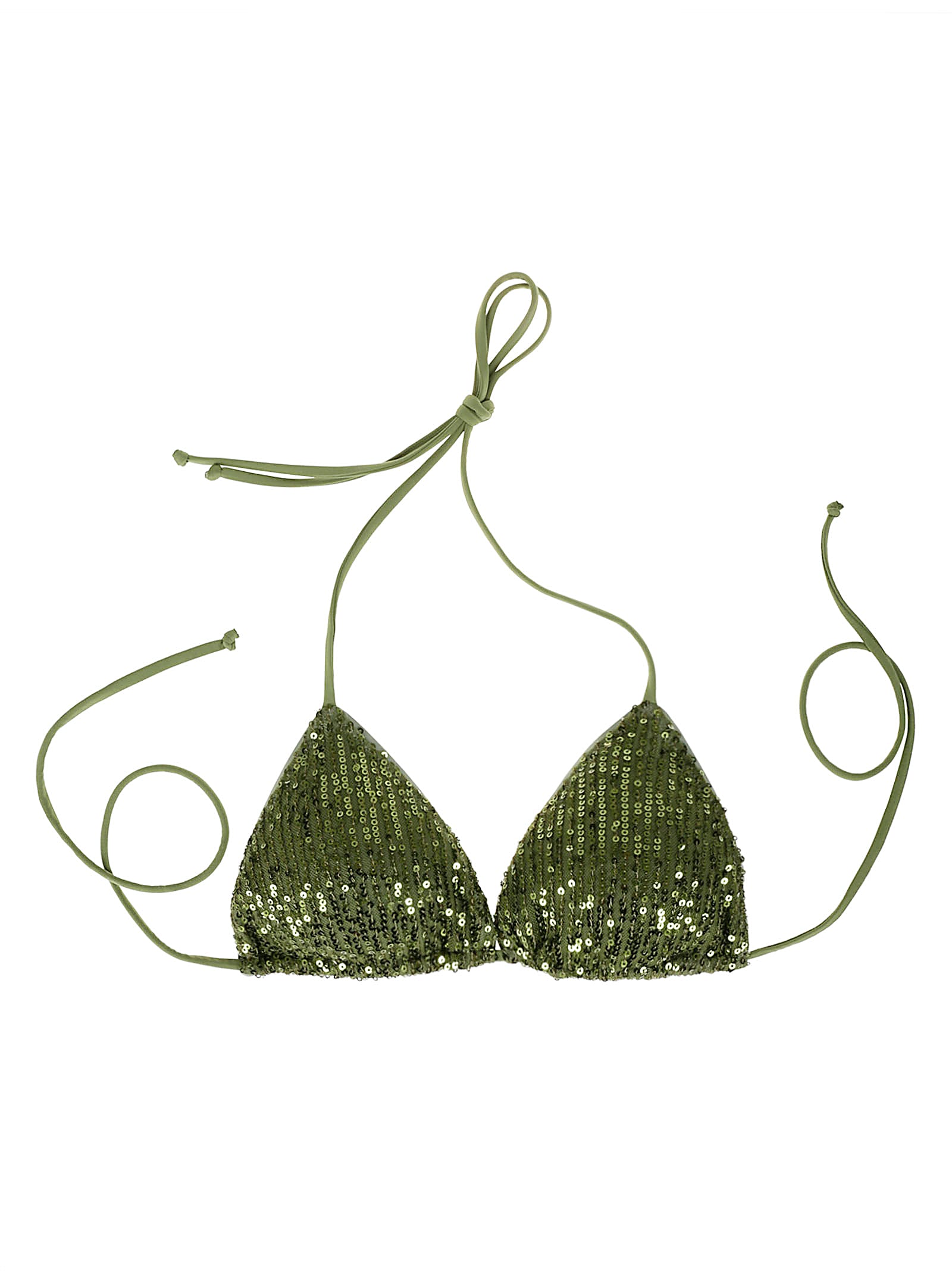 Mc2 Saint Barth Sequin Triangle Bikini Top In Green