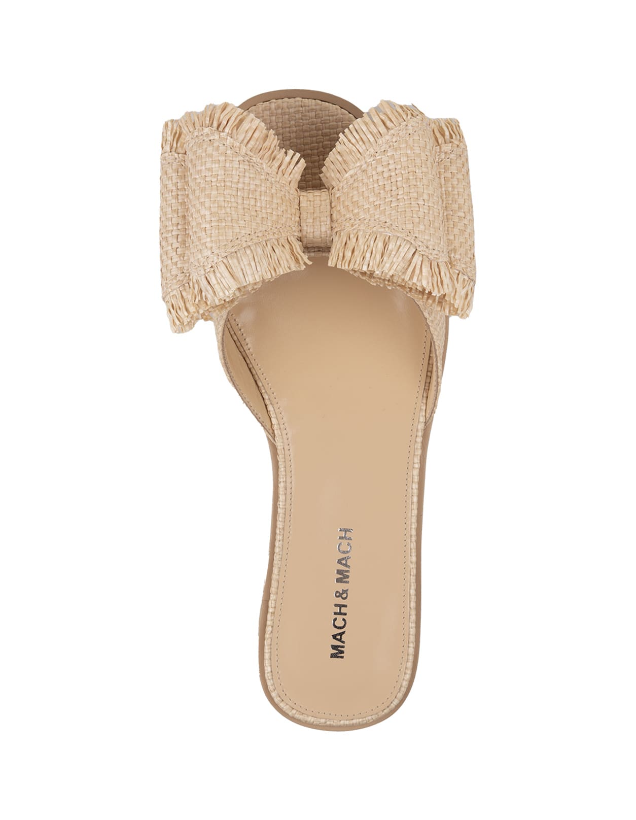 Shop Mach &amp; Mach Flat Sandals With Bow In Natural Raffia In Brown