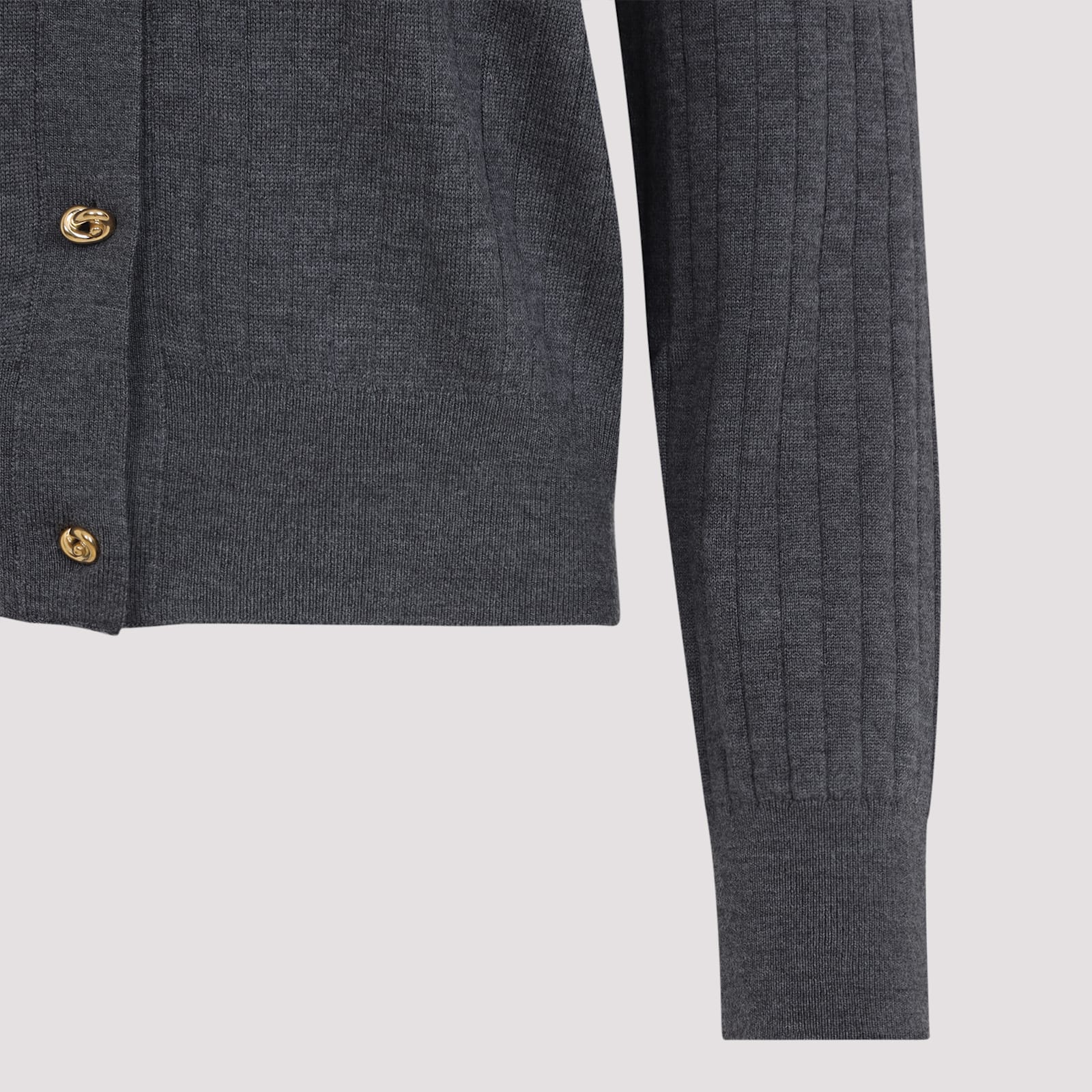 Bottega Veneta Ribbed Knit Sweater With Button-down Front In Gray