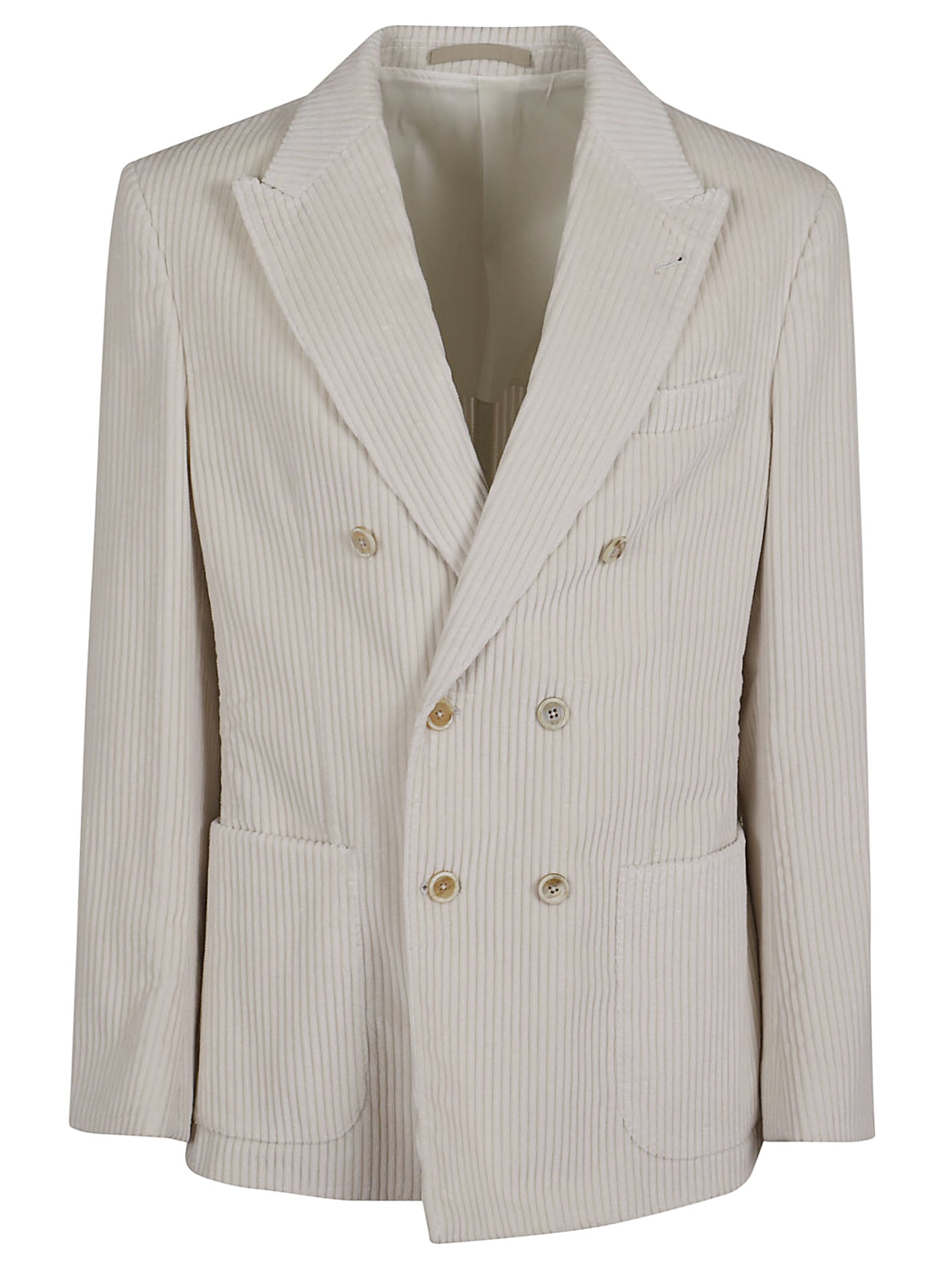 Shop Eleventy Double Breasted Blazer In Sand