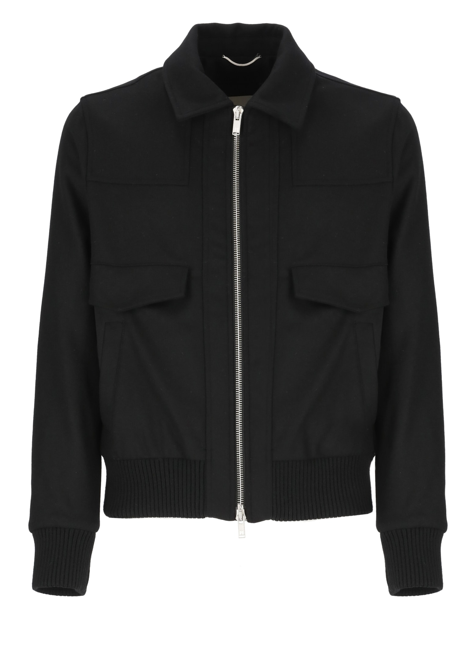 Pt01 Wool Padded Jacket In Black