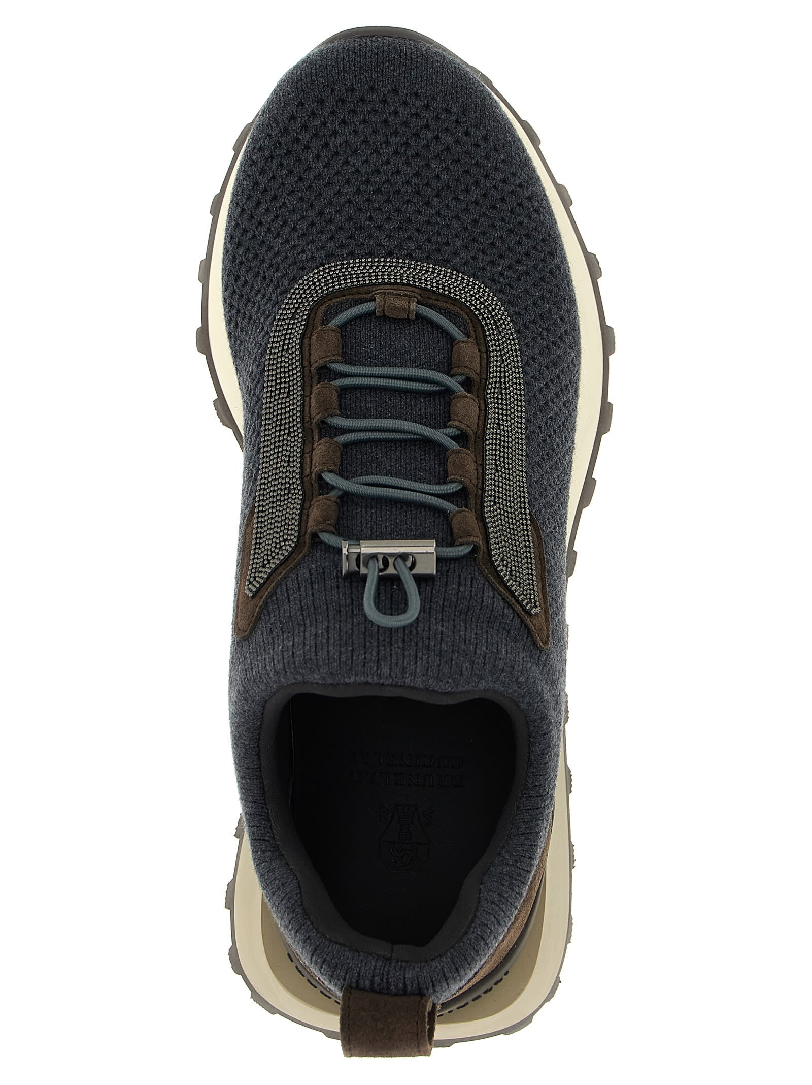Brunello Cucinelli Performance Knit Sneakers Textured Sole In Gray