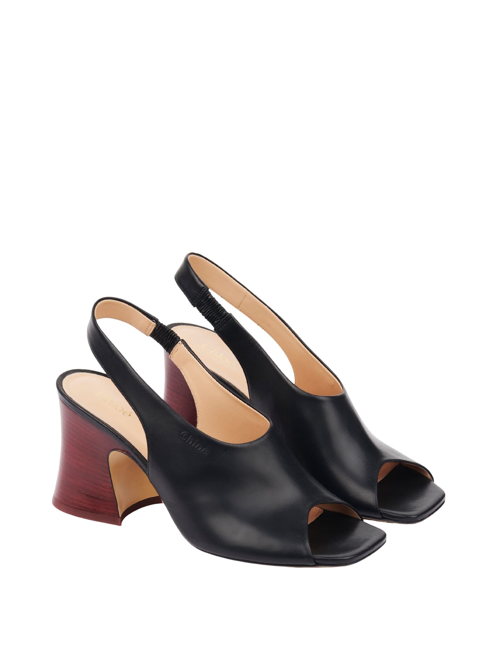 Chloé Chloe Janis 80 Leather Slingback Sandals In Black