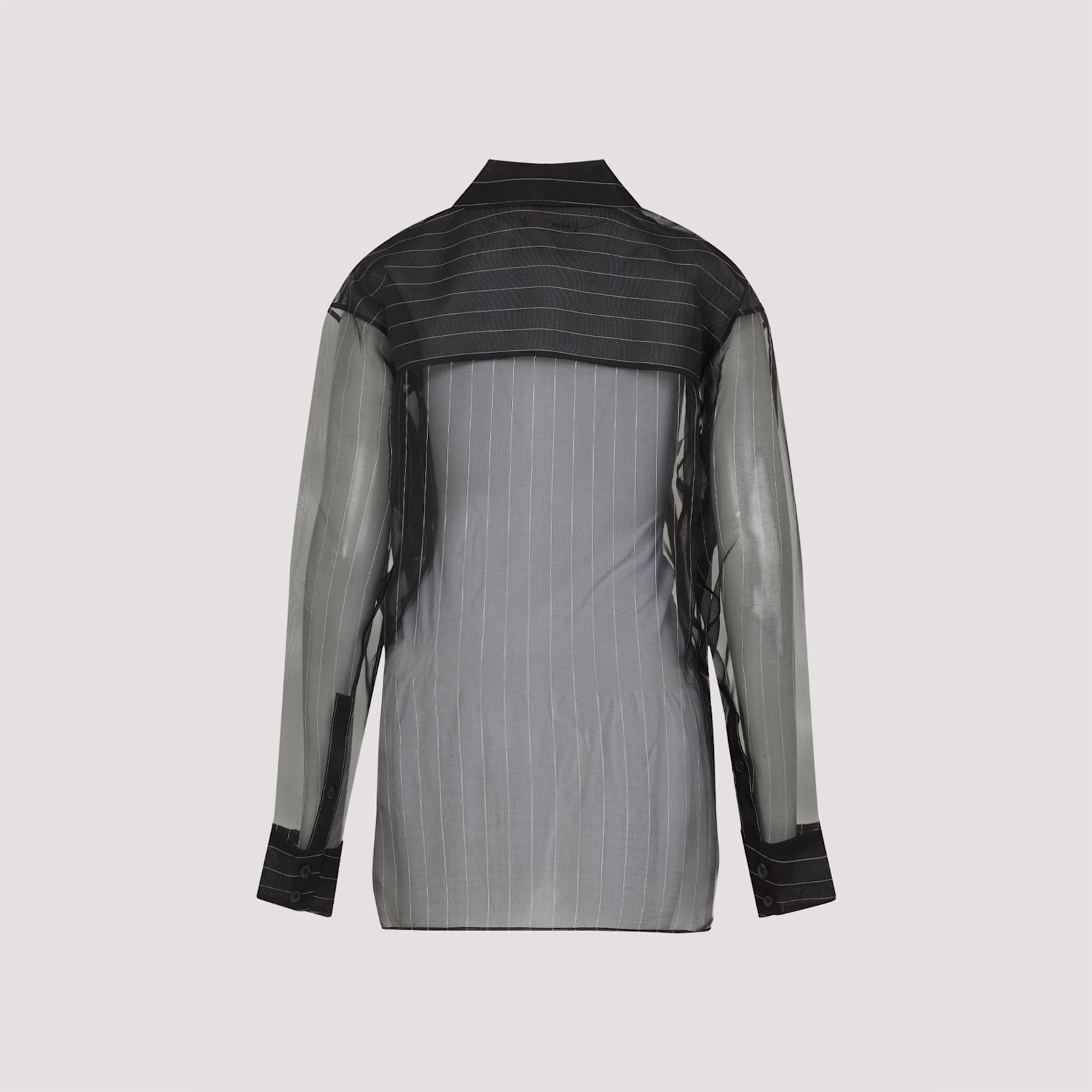 Khaite Sheer Black Pinstripe Shirt With Classic Collar